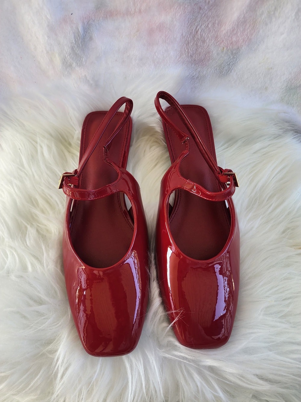 Coutgo Womens Heels Slingback Ballet Flats Closed Square Toe Size 8.5
